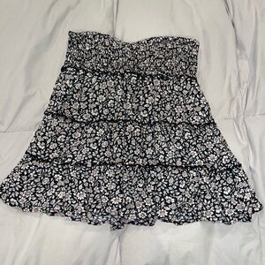 Floral Black and White Women's Skirt